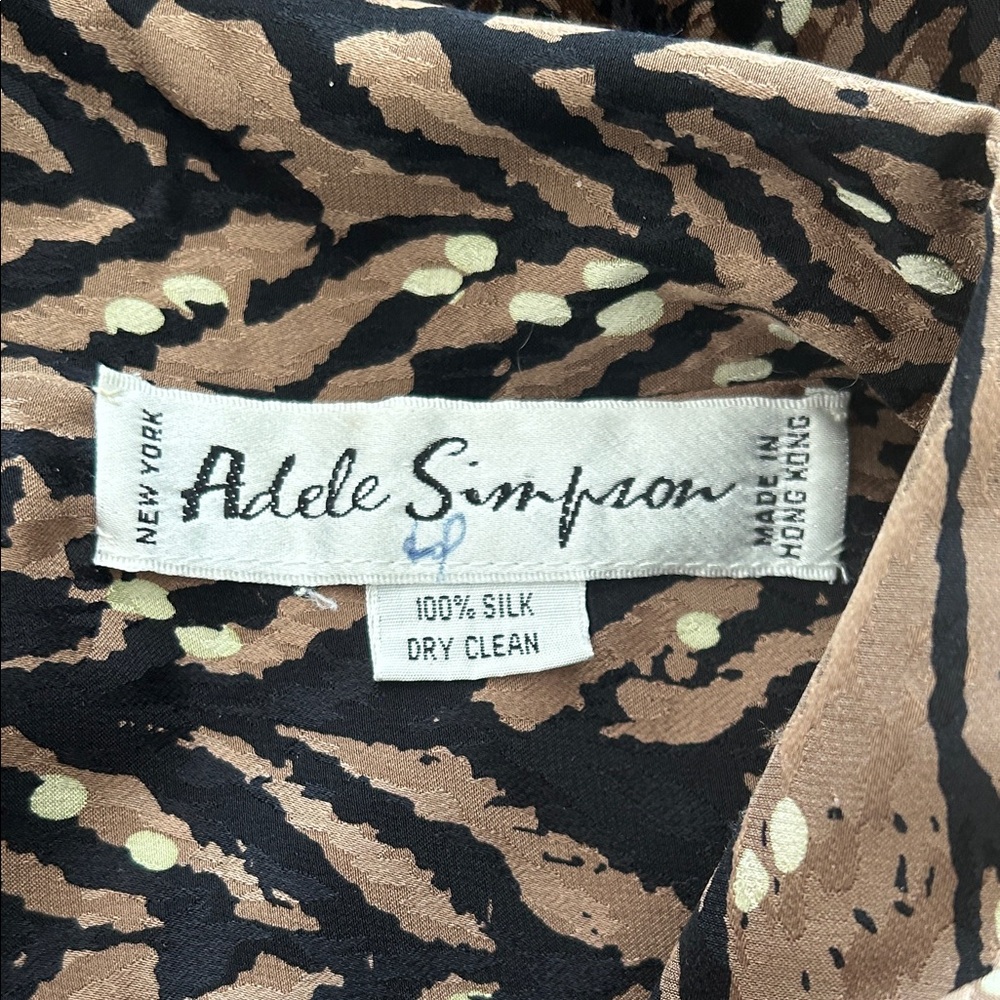 Vintage Adele Simpson Elegant Brown Patterned Dre… - image 5
